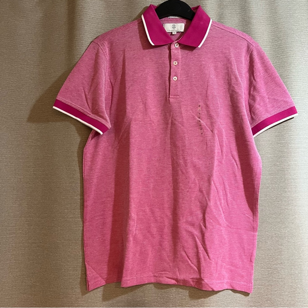 Christian Lacroix Pima Cotton Polo Shirt - Pink Marled - Men's Size M Preppy